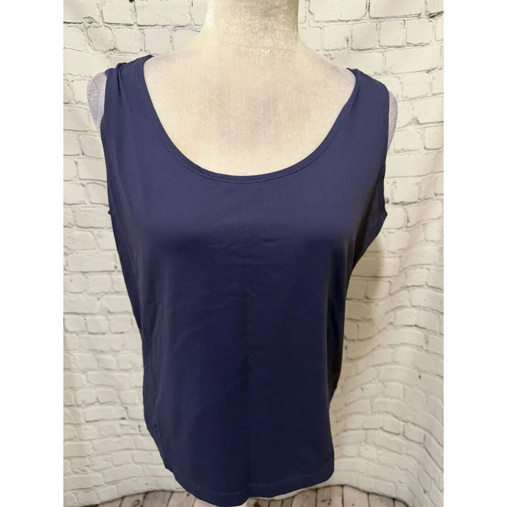 Chico's Women's Navy Blue Microfiber Sleeveless Tank Top - 2/US L - Picture 2 of 7